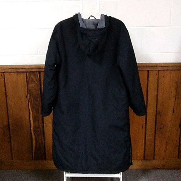 Lands End black Fleece Lined Long Hooded Winter Coat, Sz Medium 10/12 - Picture 5 of 5